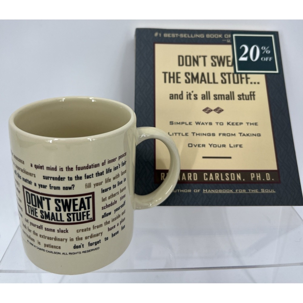 90's Don't Sweat the Small Stuff 12 oz Mug Incl Richard Carlson‎ Book Pb 1st Ed